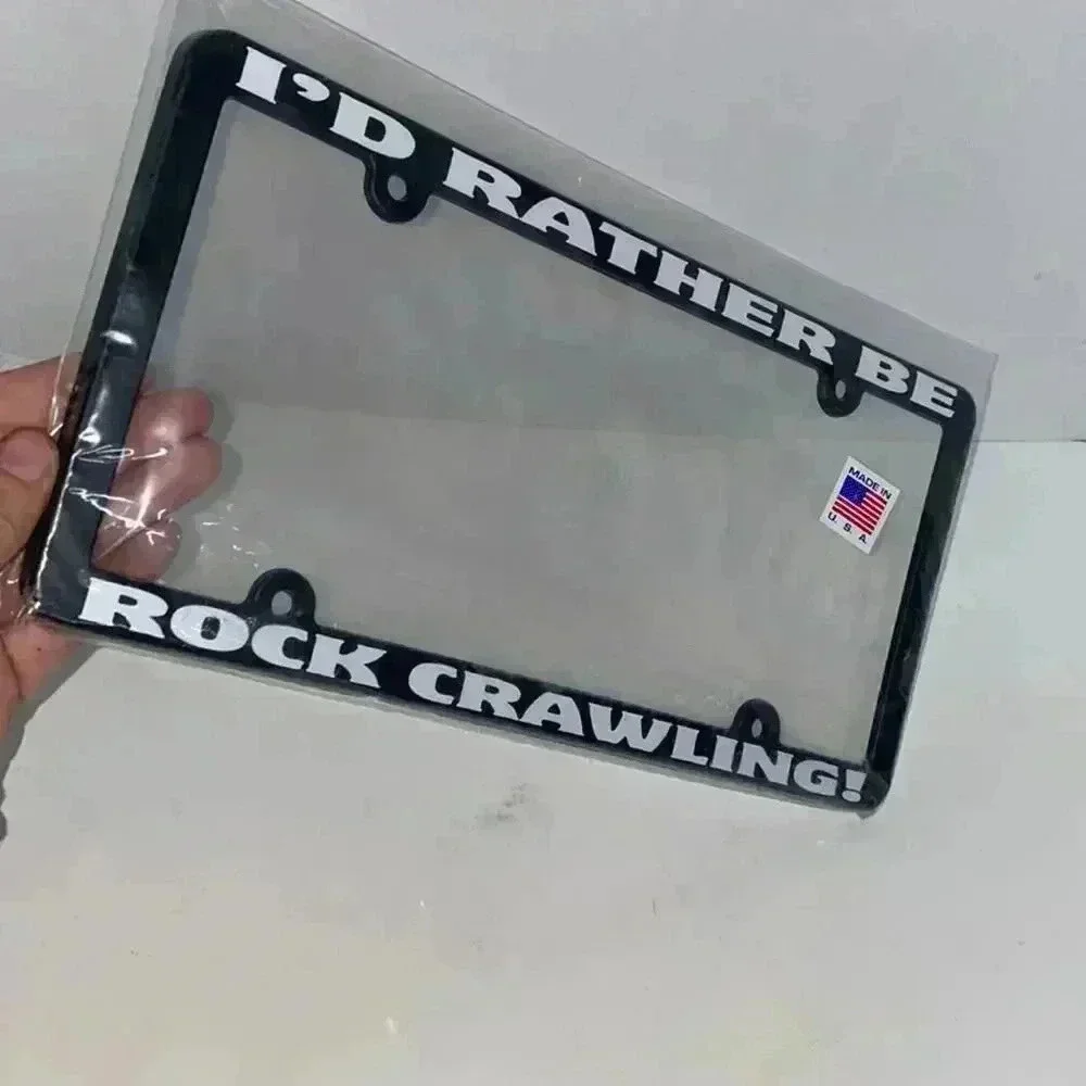I’d rather be Rock crawling license plate frame black and white brand new - Picture 3 of 5